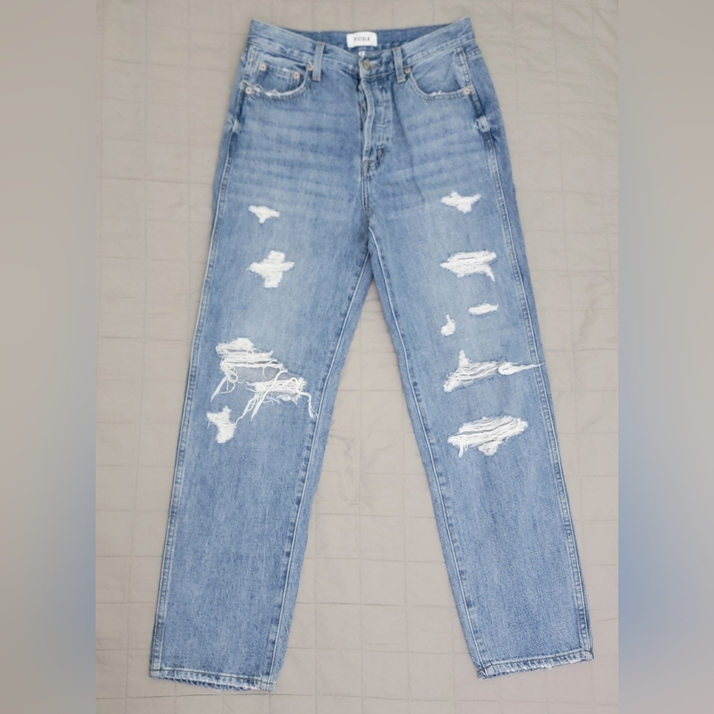 Pistola Light Blue Distressed Straight Leg Jeans